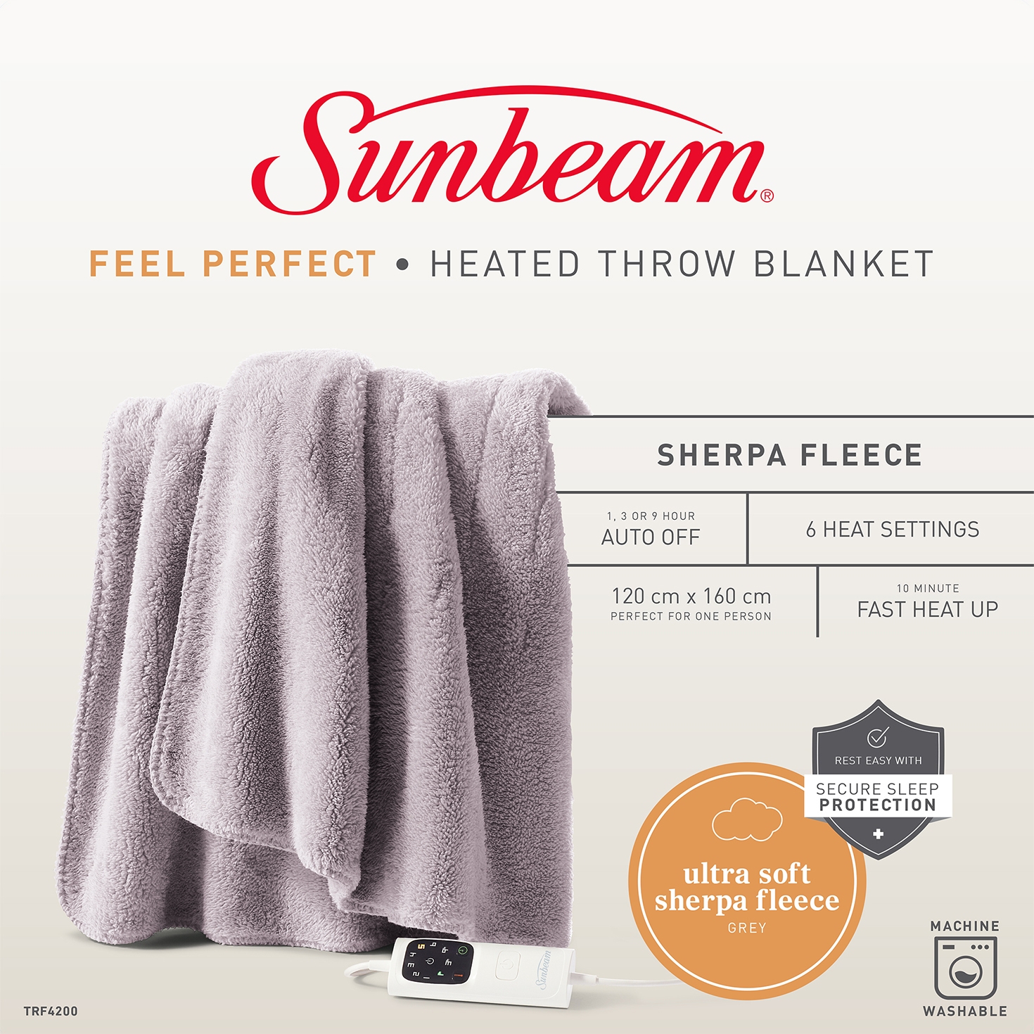 Heated Throw Comfortable Sherpa Fleece Sunbeam - Main Image