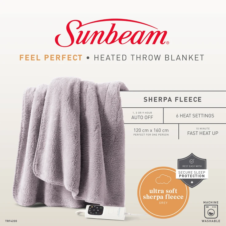 Heated Throw Comfortable Sherpa Fleece Sunbeam - Main Image