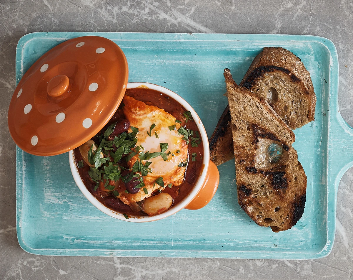 Eggs Poached in Tomato Chorizo Sauce