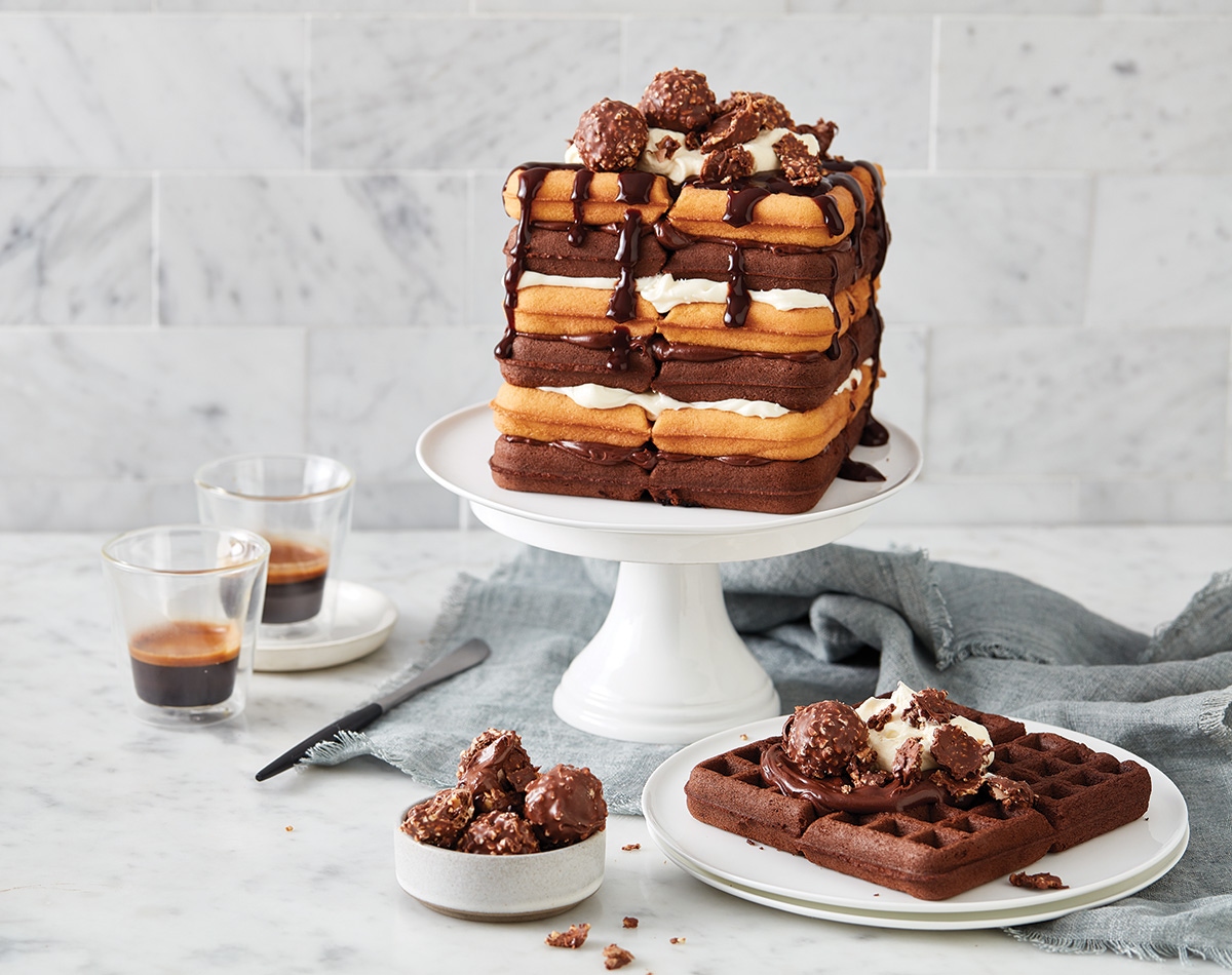 Vanilla and Chocolate Waffle Stack